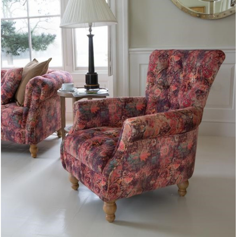 Abbey Armchair Patterned Pink Velvet Abbey Armchair Patterned Pink Velvet