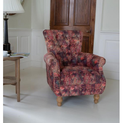 Abbey Armchair Patterned Pink Velvet