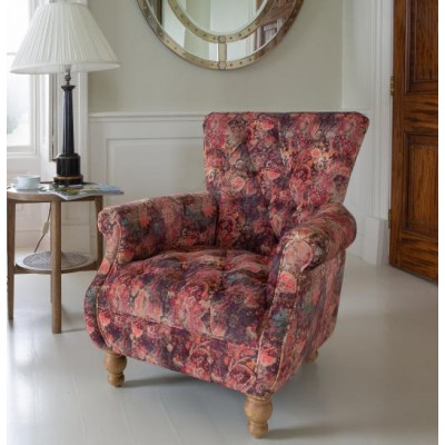 Abbey Armchair Patterned Pink Velvet