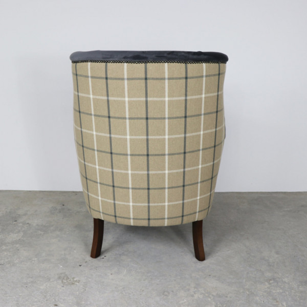 Croydon Wing Chair Plush Steel Front and Check Latte Back Croydon Wing Chair Plush Steel Front and Check Latte Back