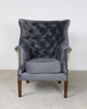 Croydon Wing Chair Plush Steel Front and Check Latte Back Croydon Wing Chair Plush Steel Front and Check Latte Back