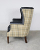 Croydon Wing Chair Plush Steel Front and Check Latte Back Croydon Wing Chair Plush Steel Front and Check Latte Back