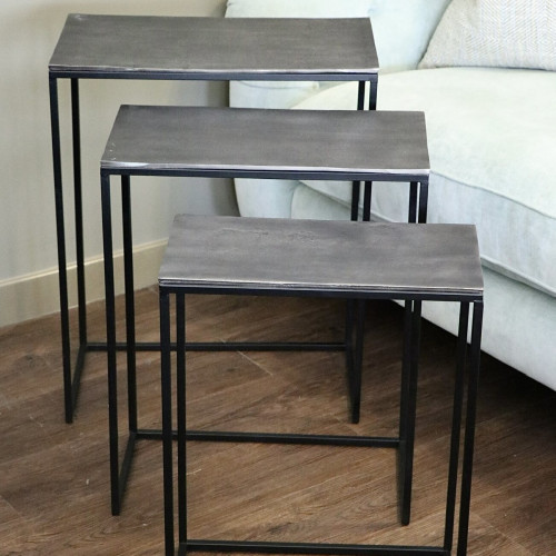 Set of 3 Black Leg Nest of Tables