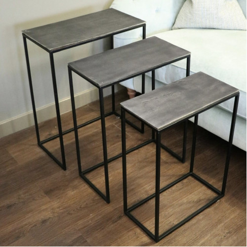 Set of 3 Black Leg Nest of Tables