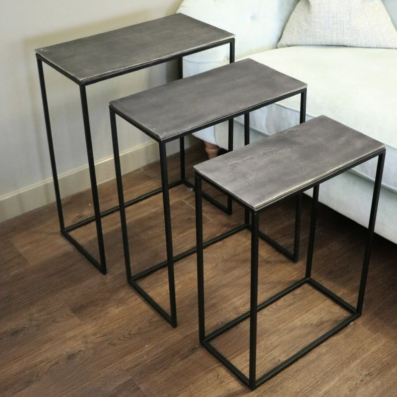 Set of 3 Black Leg Nest of Tables
