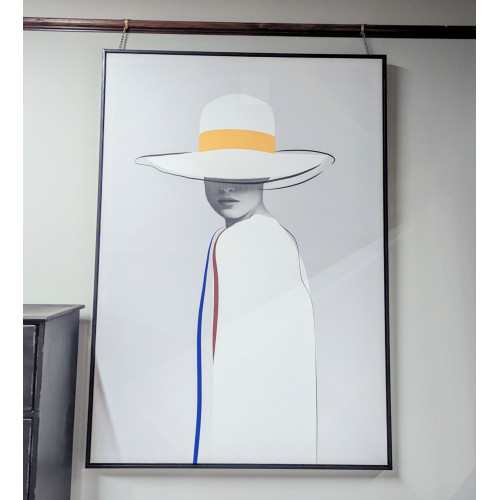 Lady in White with Mustard Ribbon Canvas
