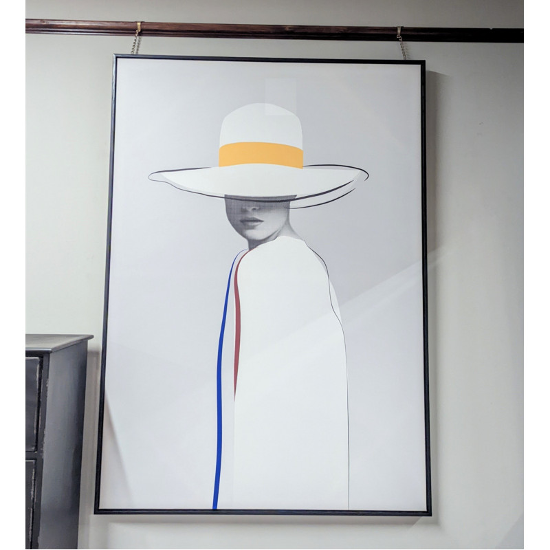 Lady in White with Mustard Ribbon Canvas