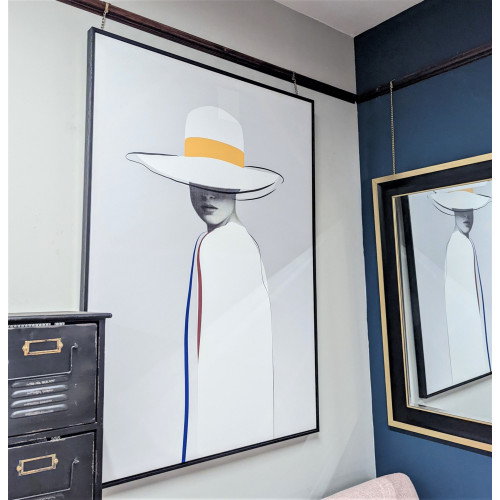 Lady in White with Mustard Ribbon Canvas
