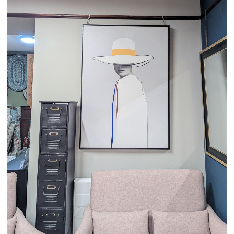 Lady in White with Mustard Ribbon Canvas