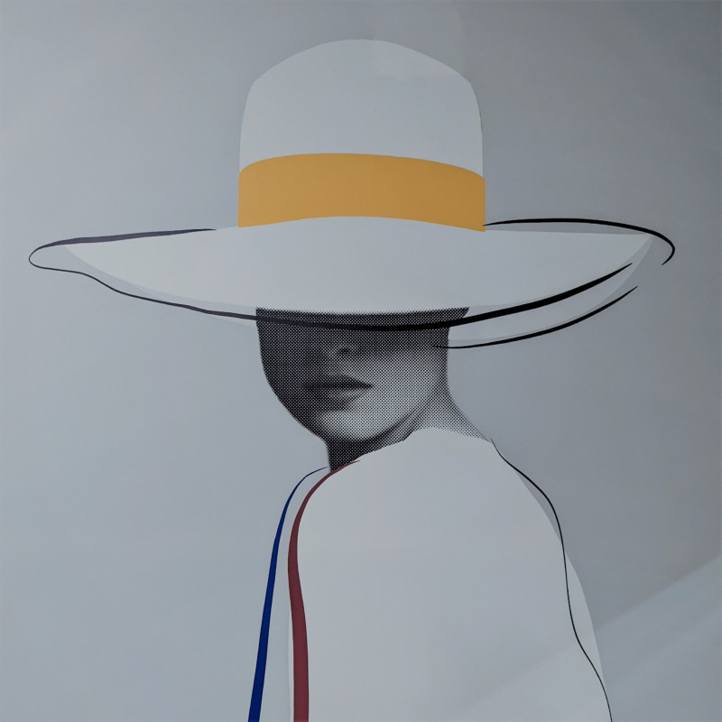 Lady in White with Mustard Ribbon Canvas