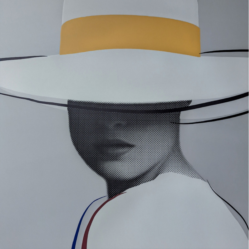 Lady in White with Mustard Ribbon Canvas