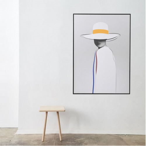 Lady in White with Mustard Ribbon Canvas