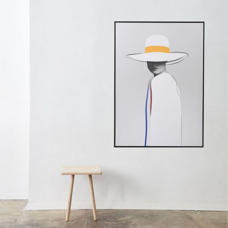 Lady in White with Mustard Ribbon Canvas