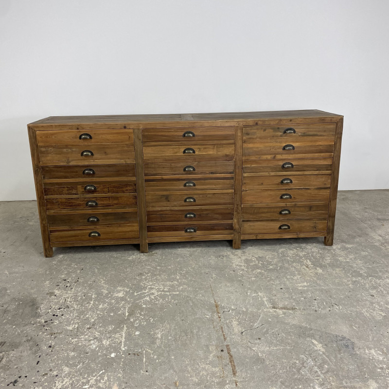 3 Door Faux Drawer Pine Unit