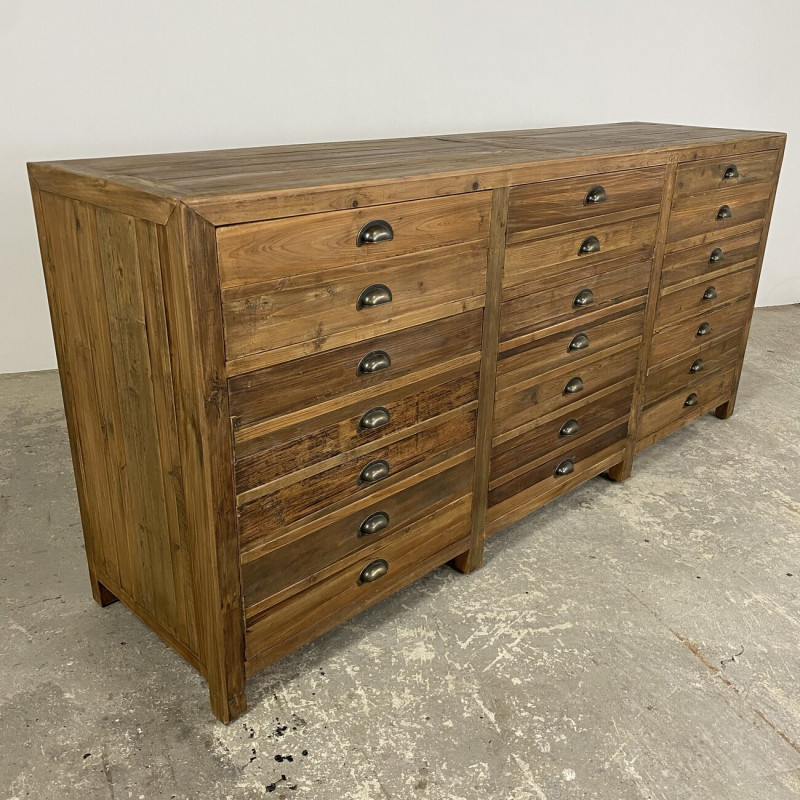 3 Door Faux Drawer Pine Unit