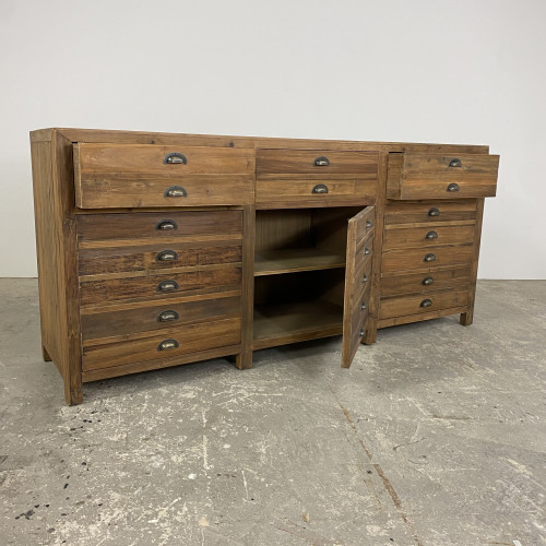 3 Door Faux Drawer Pine Unit