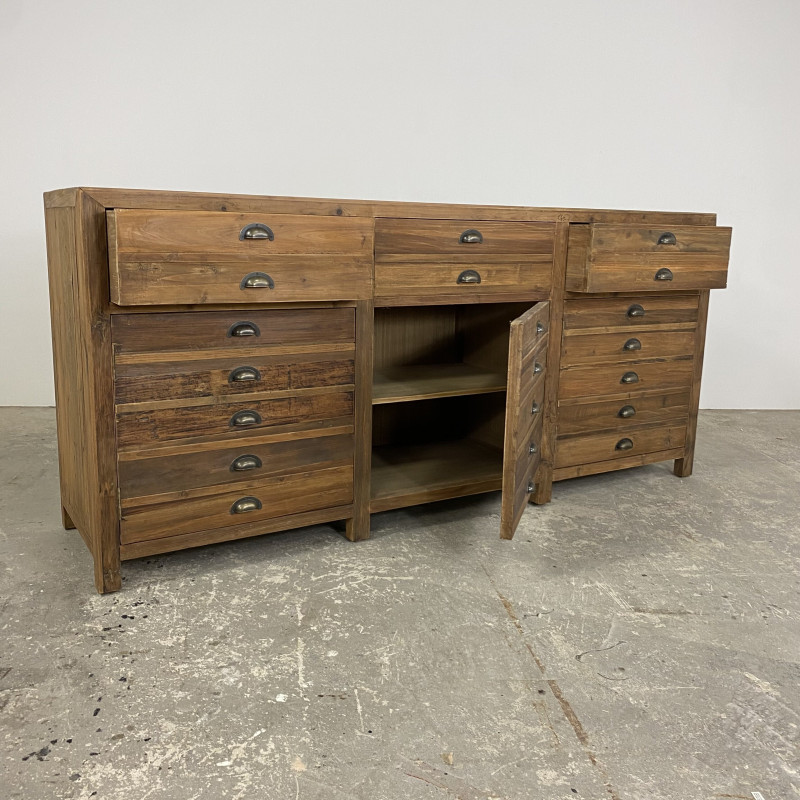 3 Door Faux Drawer Pine Unit