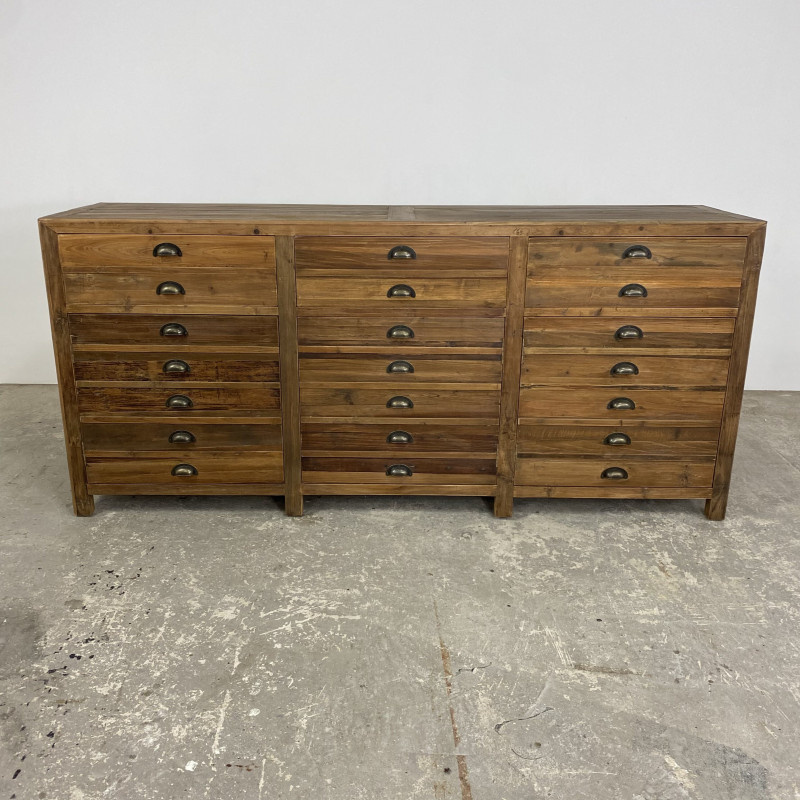 3 Door Faux Drawer Pine Unit