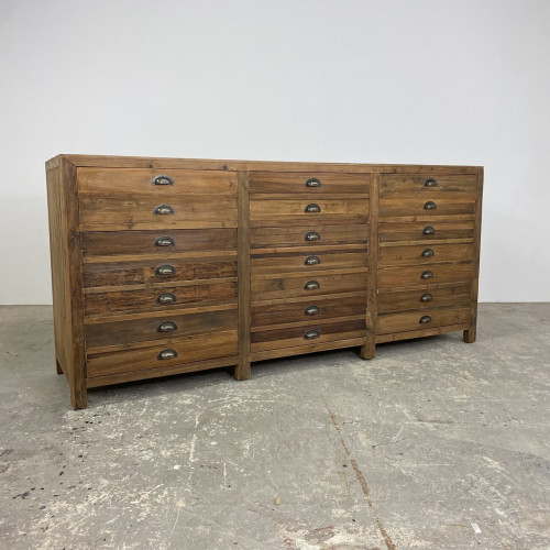 3 Door Faux Drawer Pine Unit