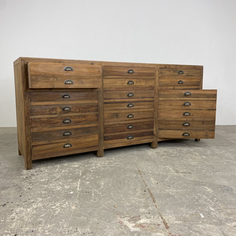 3 Door Faux Drawer Pine Unit