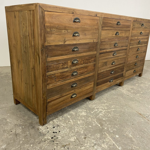 3 Door Faux Drawer Pine Unit