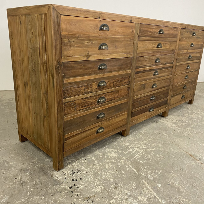 3 Door Faux Drawer Pine Unit
