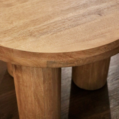 Wooden Side Table with Thick Tripod Legs
