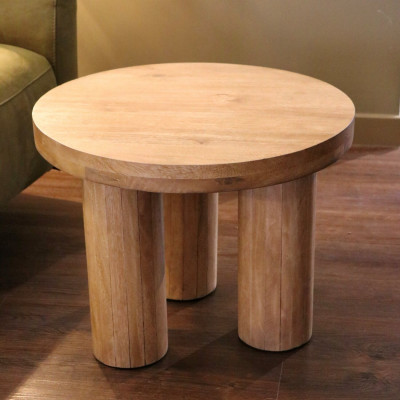 Wooden Side Table with Thick Tripod Legs