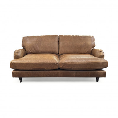 Potter 3 Seater Sofa in Lazio Brown Leather - Ex-display