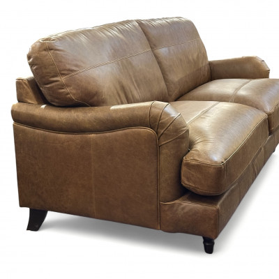 Potter 3 Seater Sofa in Lazio Brown Leather - Ex-display