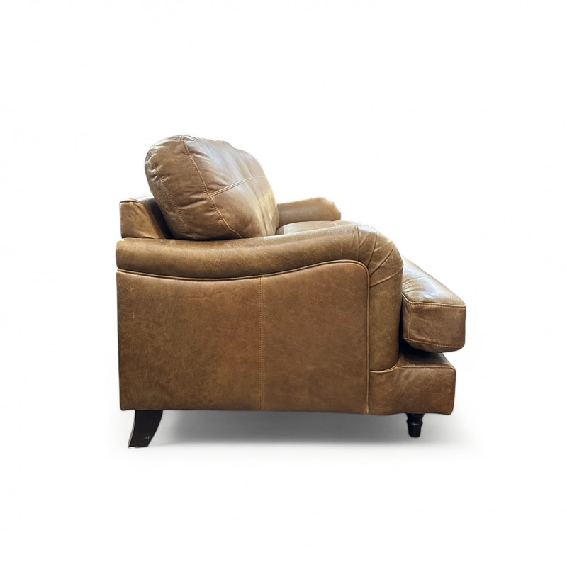 Potter 3 Seater Sofa in Lazio Brown Leather - Ex-display