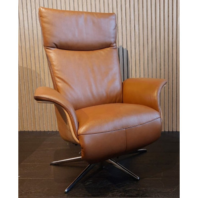 Fast Track Slimline Electric Recliner Chair in Light Cognac Leather