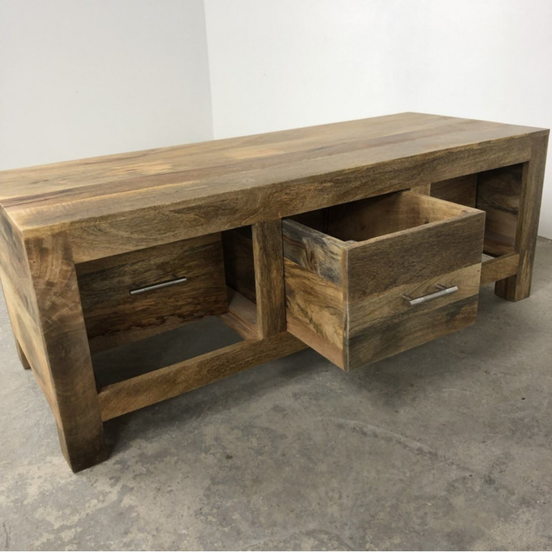 Boxy Mango 3 Drawer Coffee Table