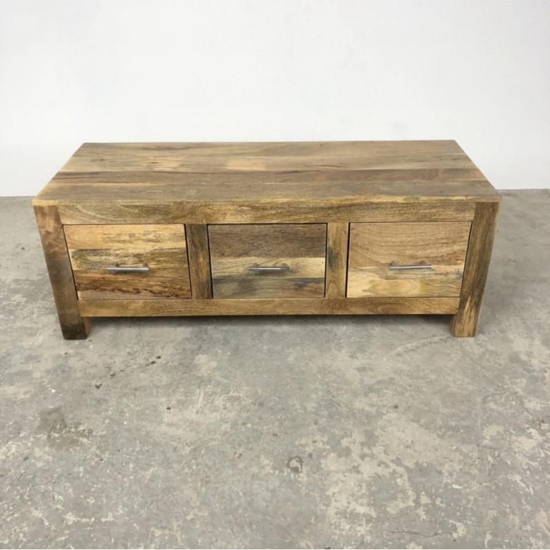 Boxy Mango 3 Drawer Coffee Table