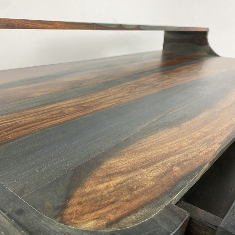 Boxy Stopa Dark Wood and Metal Study Table
