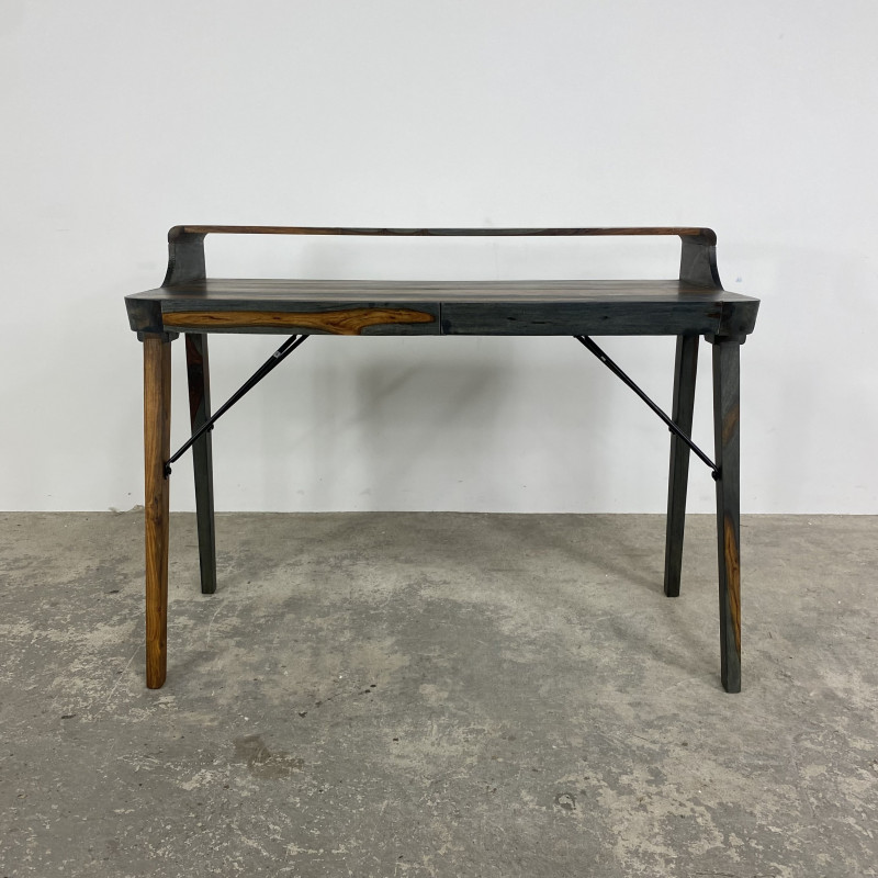 Boxy Stopa Dark Wood and Metal Study Table