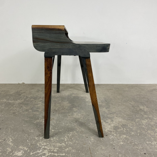 Boxy Stopa Dark Wood and Metal Study Table