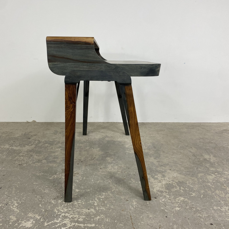 Boxy Stopa Dark Wood and Metal Study Table