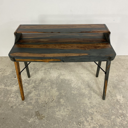 Boxy Stopa Dark Wood and Metal Study Table
