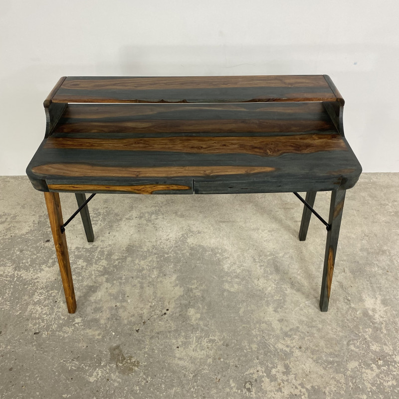 Boxy Stopa Dark Wood and Metal Study Table