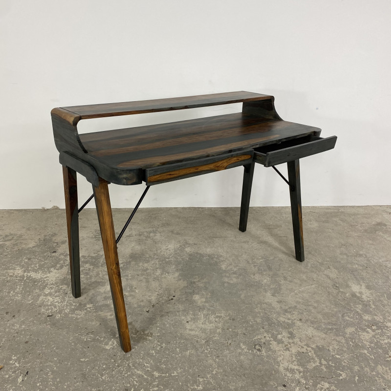 Boxy Stopa Dark Wood and Metal Study Table