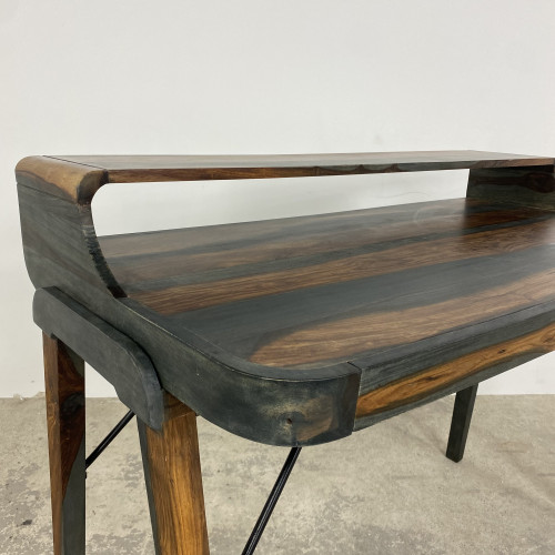 Boxy Stopa Dark Wood and Metal Study Table