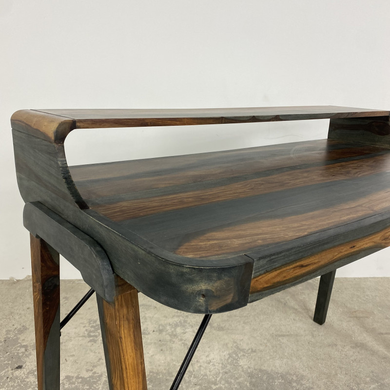 Boxy Stopa Dark Wood and Metal Study Table