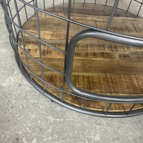 Mango and Steel Wired Round Coffee Table 