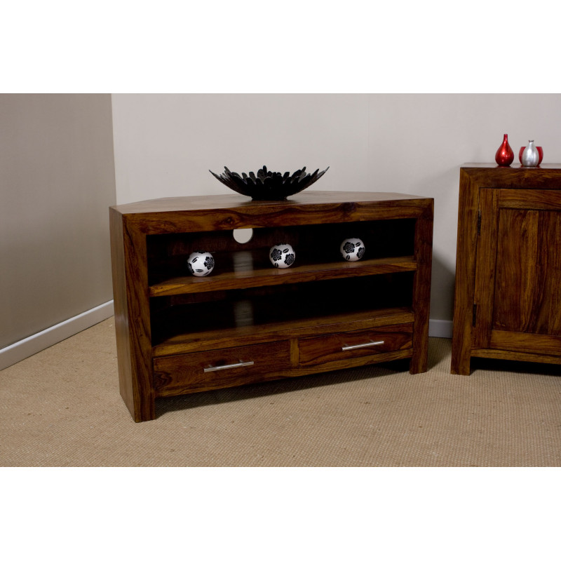 Boxy Sheesham Corner TV Unit