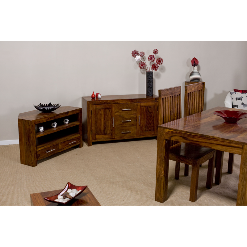 Boxy Sheesham Corner TV Unit