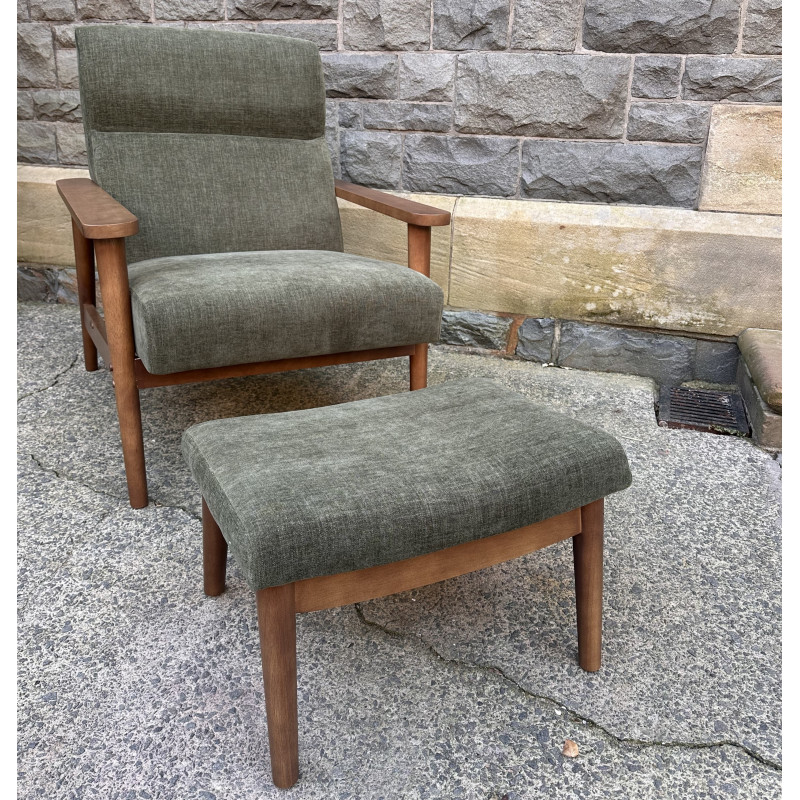 Idris Chair and Stool Olive Chenille