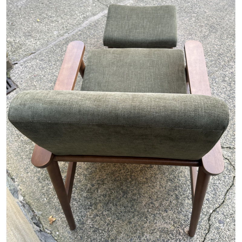 Idris Chair and Stool Olive Chenille