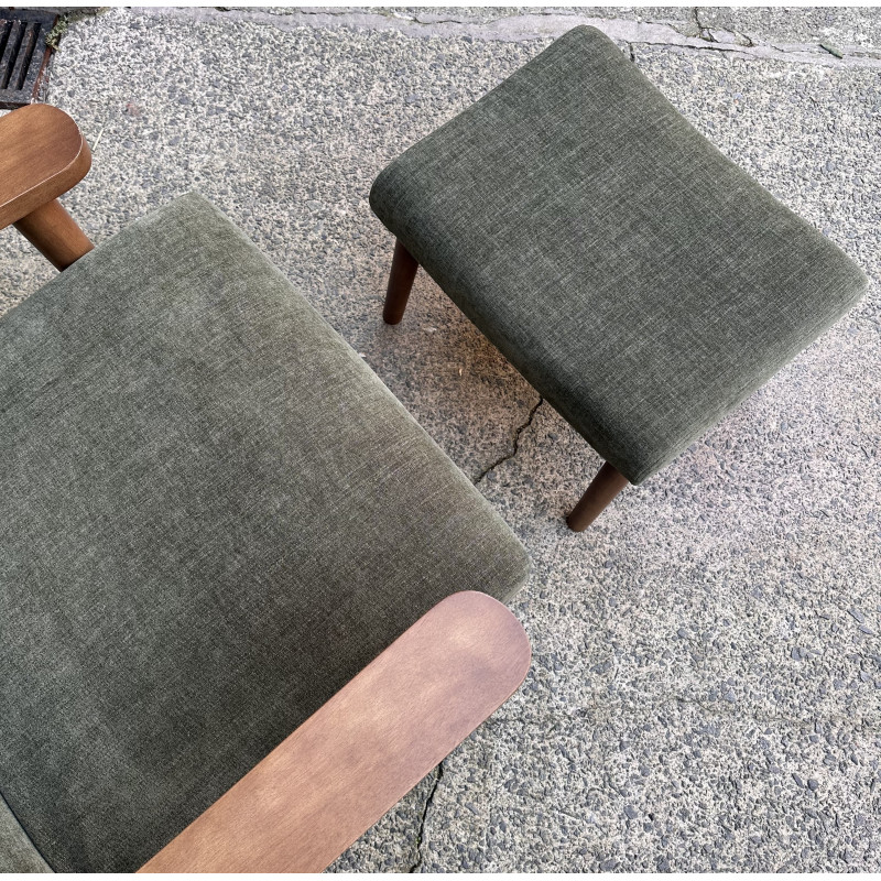 Idris Chair and Stool Olive Chenille