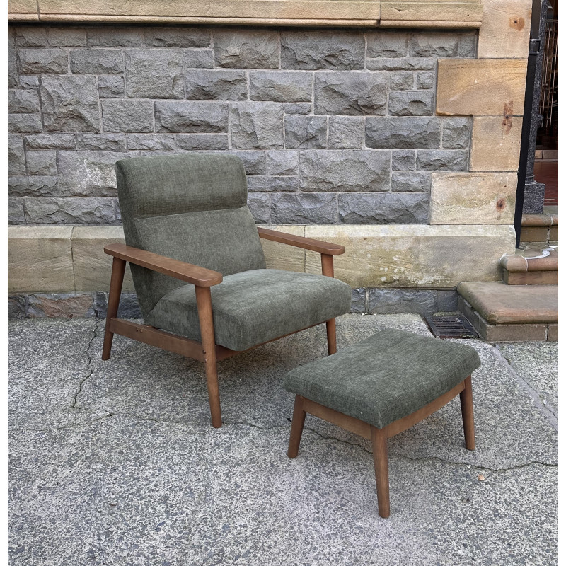 Idris Chair and Stool Olive Chenille